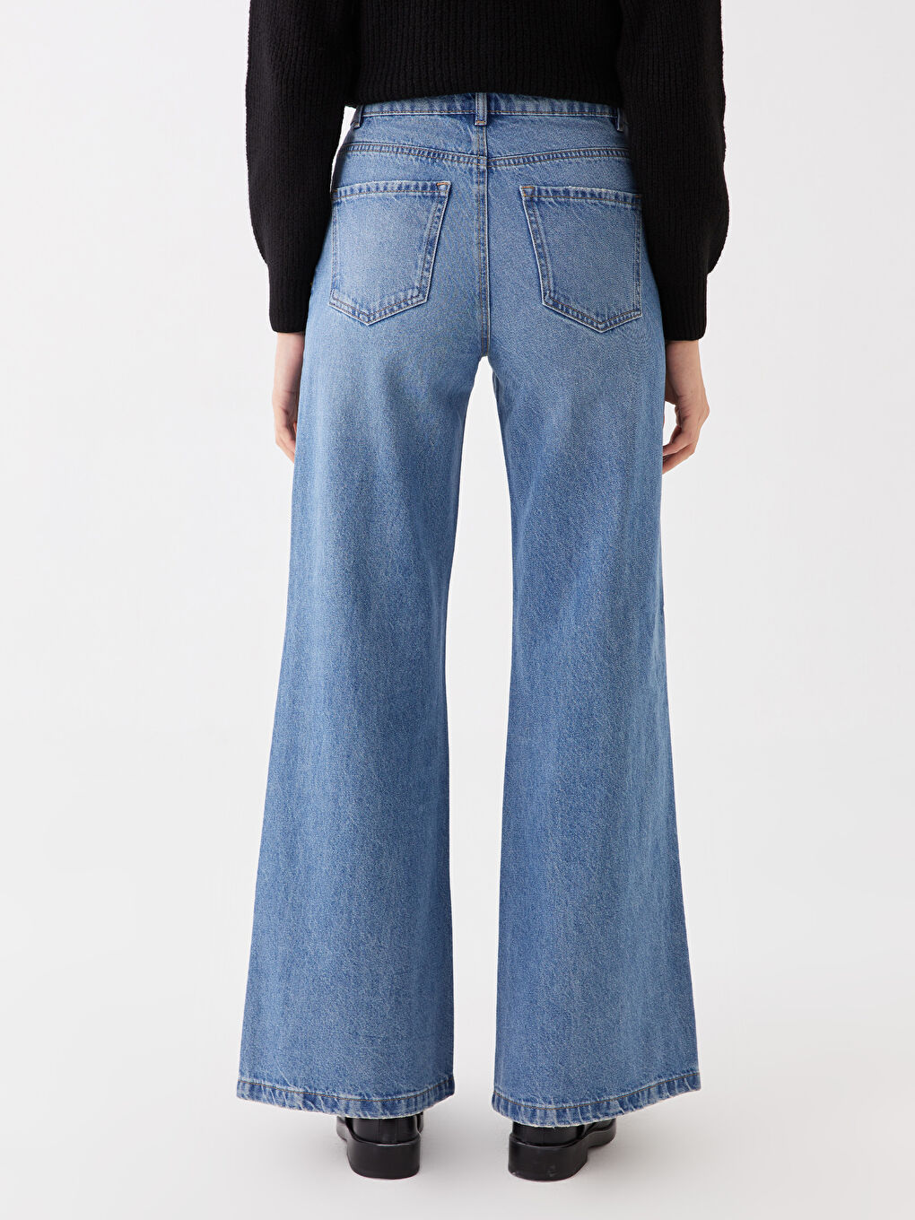 High Waist Wideleg Ripped Detail Women's Jeans -S4AE79Z8-507