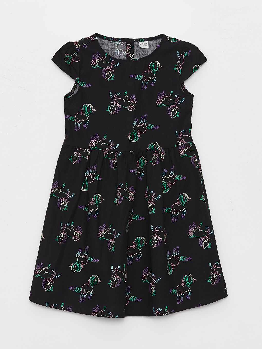 LC Waikiki Crew Neck Patterned Short Sleeve Girls' Dress -S4AE83Z4-SW5