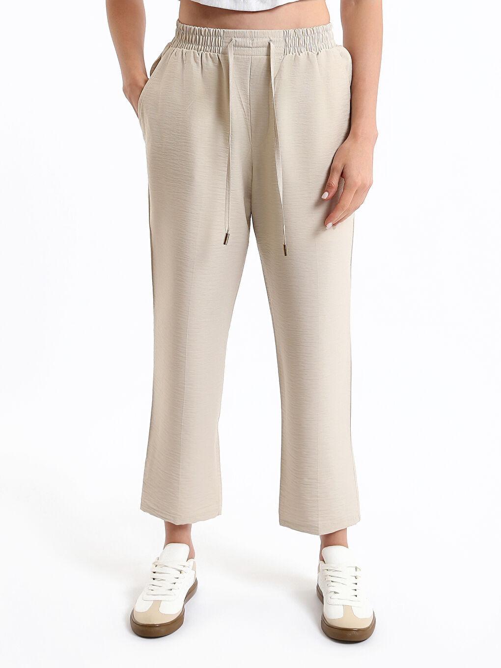 Pantalon Taille Élastiquée Coupe Décontractée pour Femmes-3