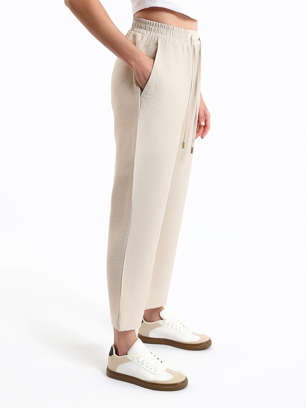 Pantalon Taille Élastiquée Coupe Décontractée pour Femmes-9