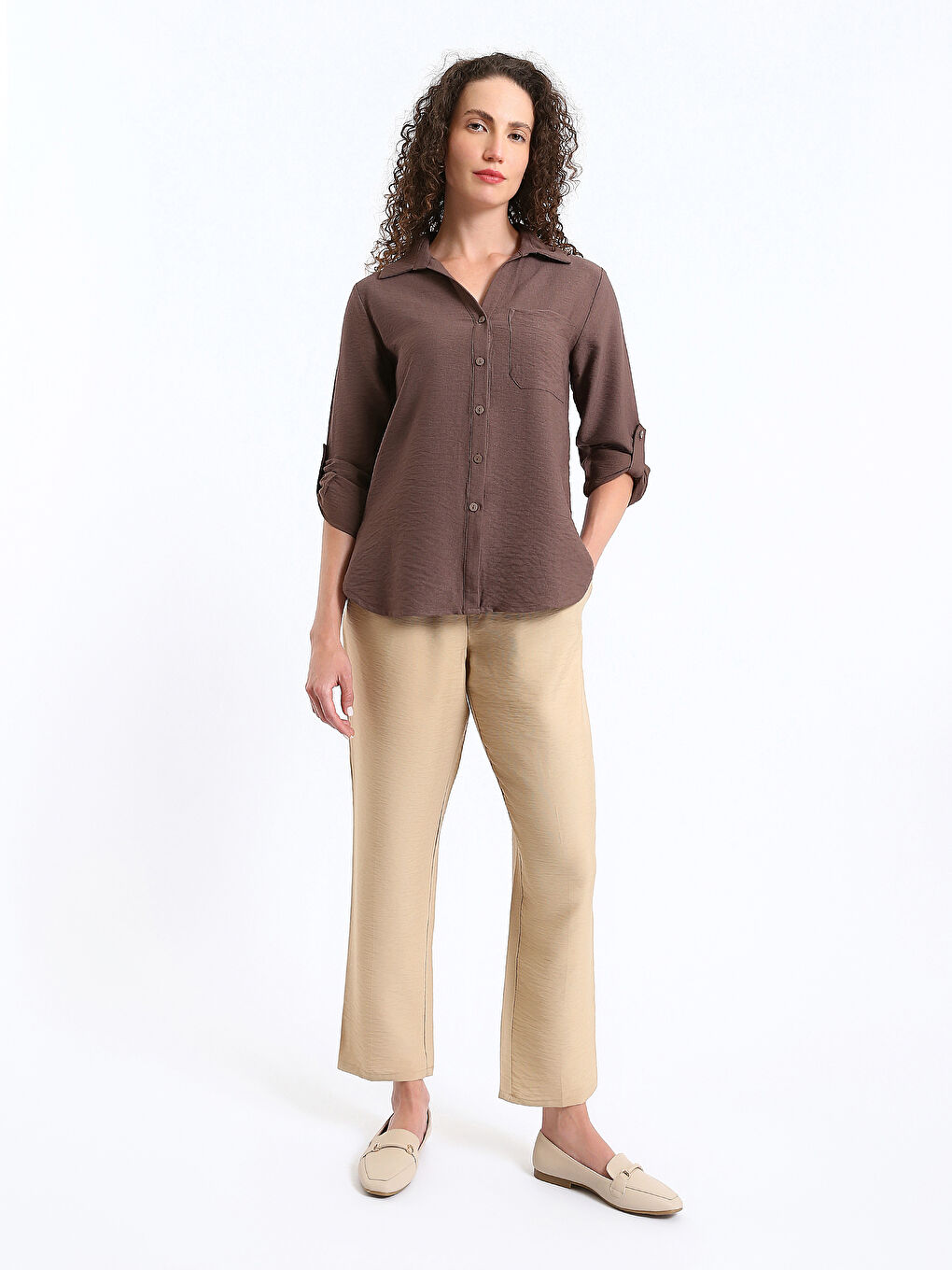 Pantalon Taille Élastiquée Coupe Décontractée pour Femmes-1