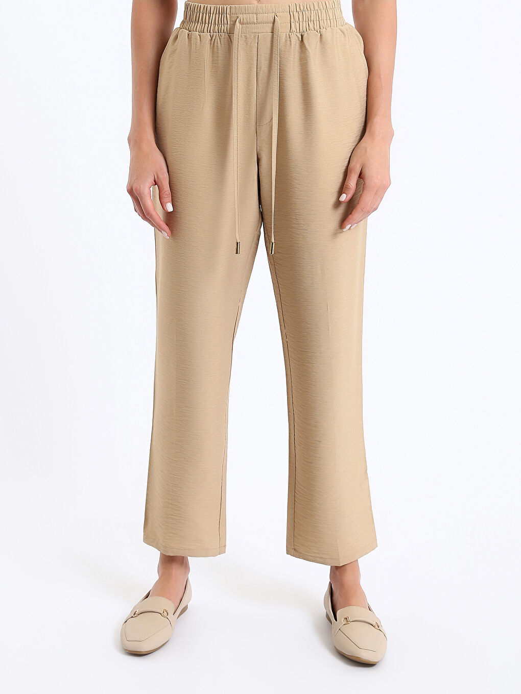 Pantalon Taille Élastiquée Coupe Décontractée pour Femmes-3