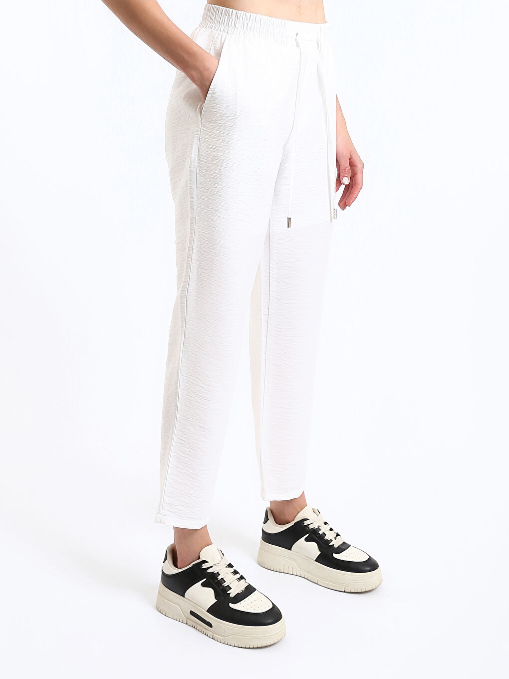 Pantalon Taille Élastiquée Coupe Décontractée pour Femmes-6