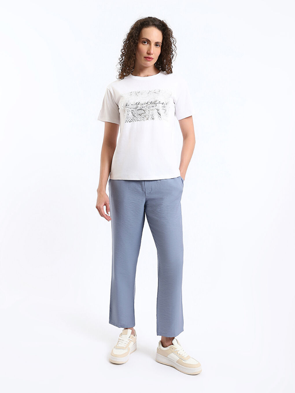 سروال نساء بقصة مريحة وخصر مطاطي-1