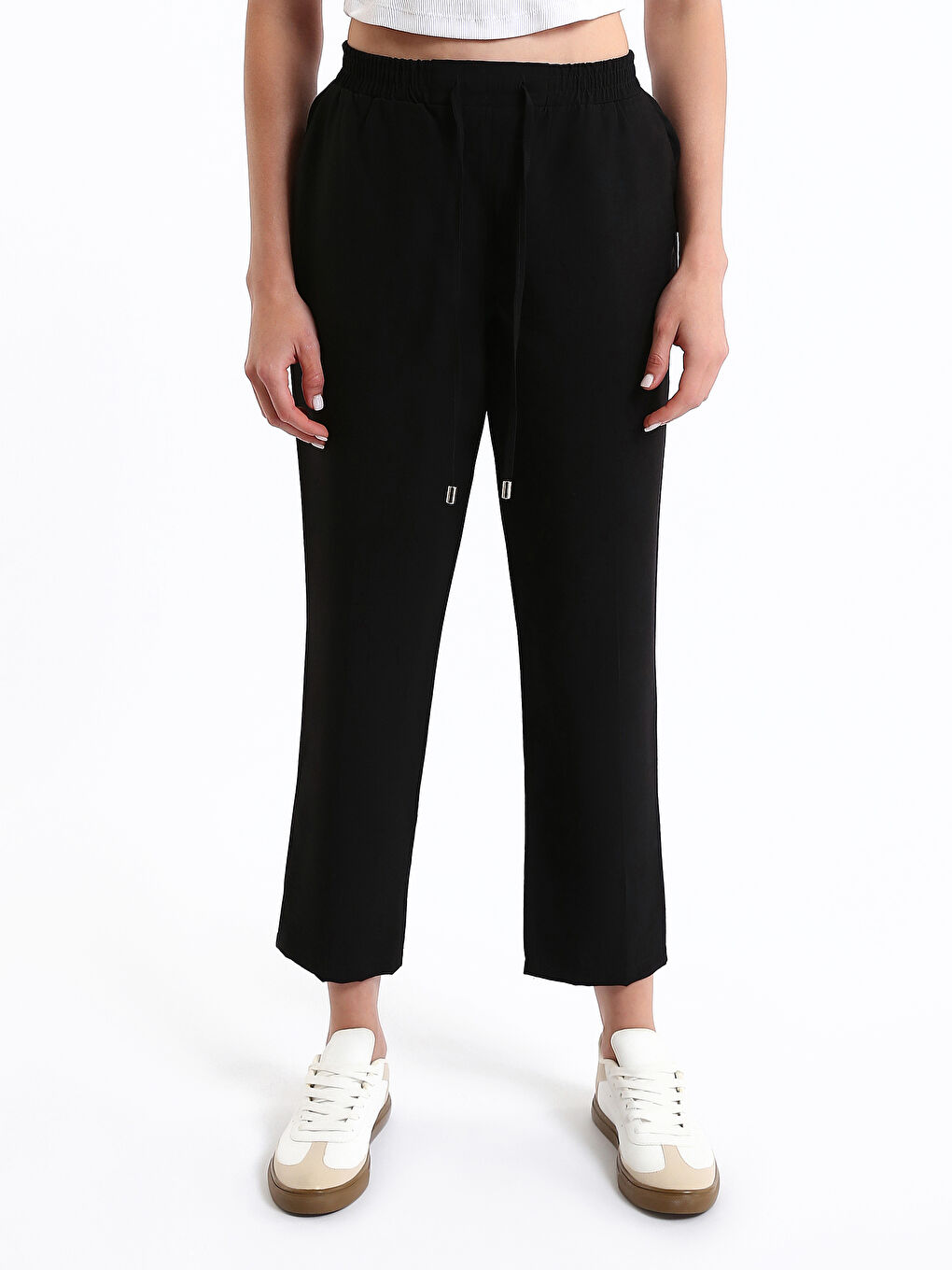 بنطلون نسائي بقصة مريحة وخصر مطاطي-2