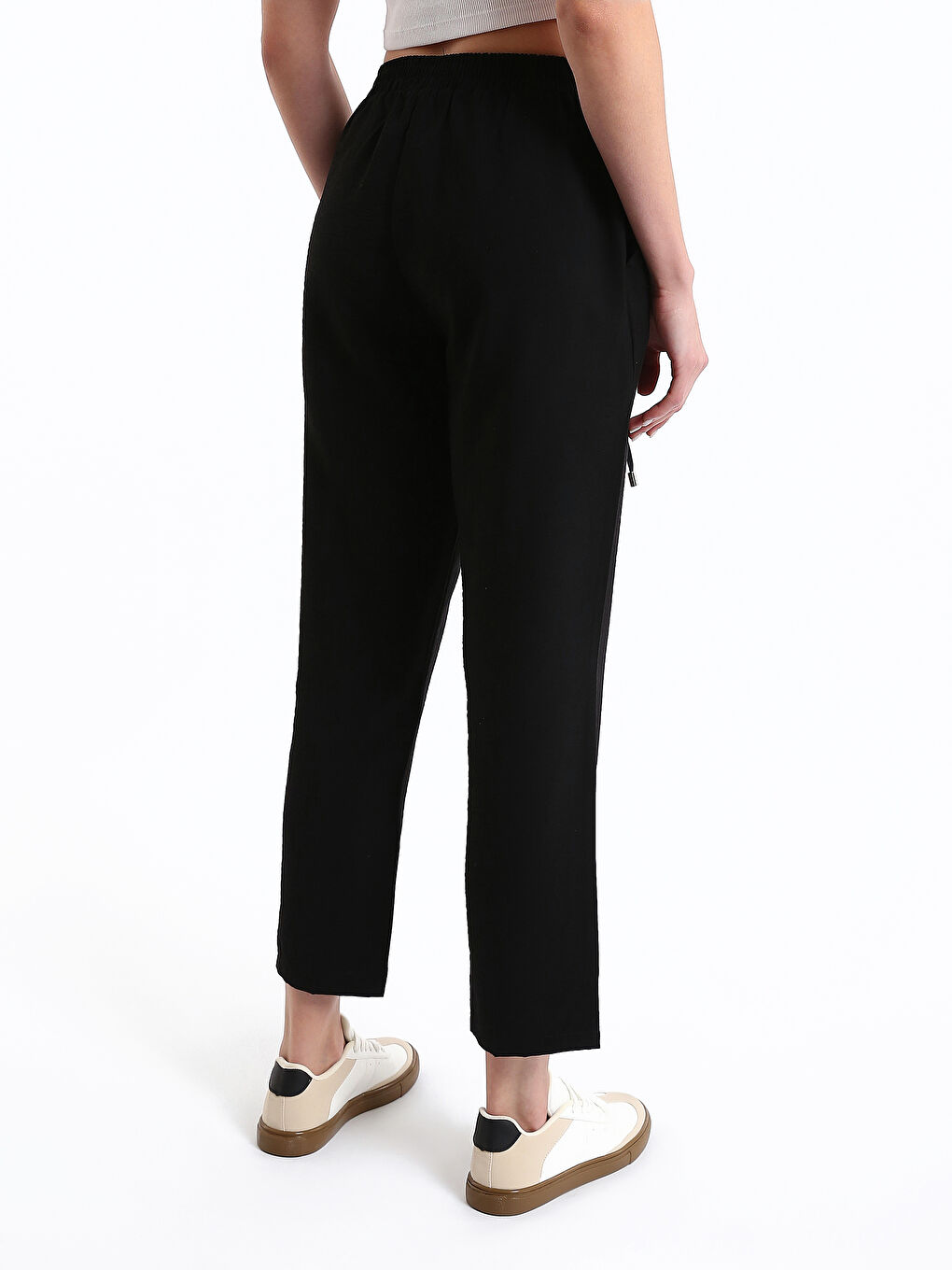 بنطلون نسائي بقصة مريحة وخصر مطاطي-8