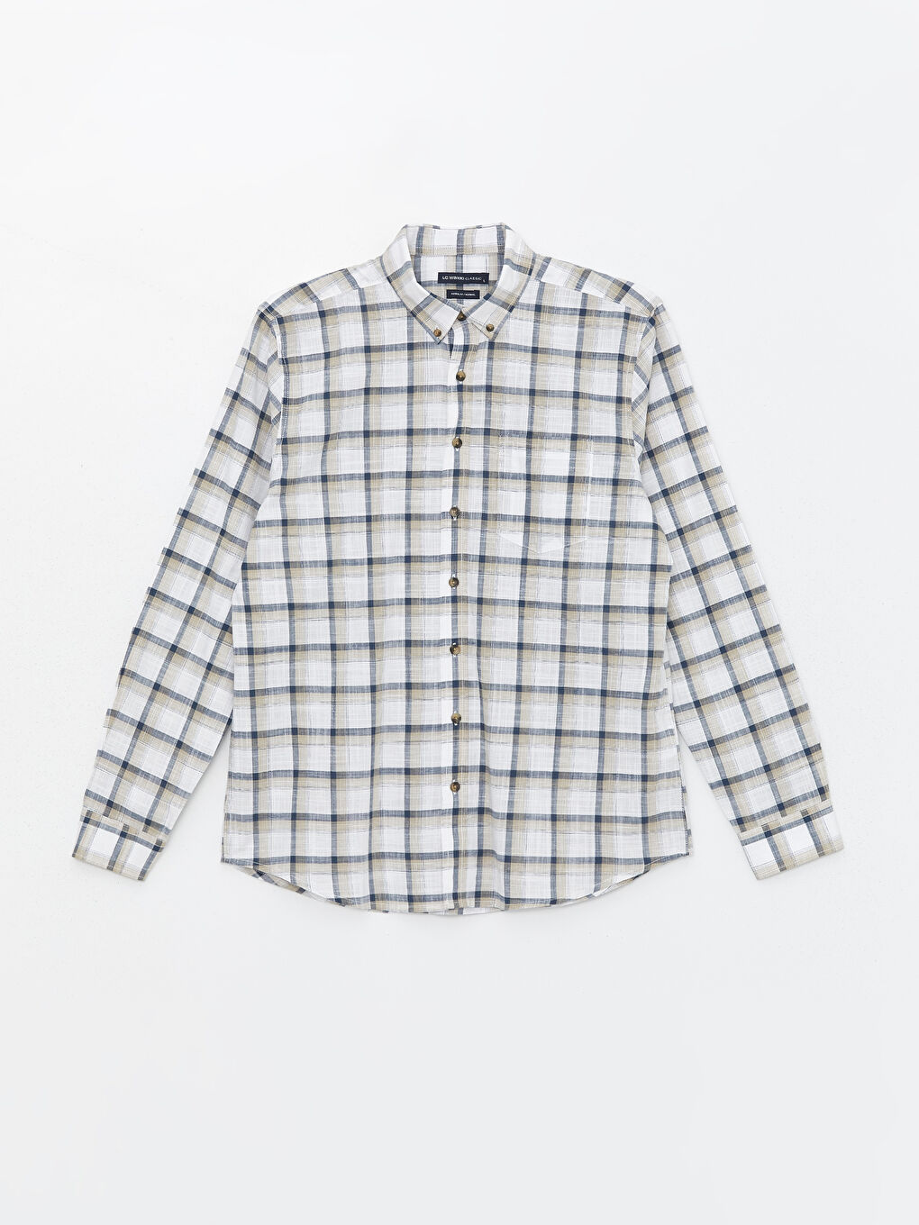 Regular Fit Long Sleeve Plaid Poplin Men's Shirt -S4AE94Z8-LKQ