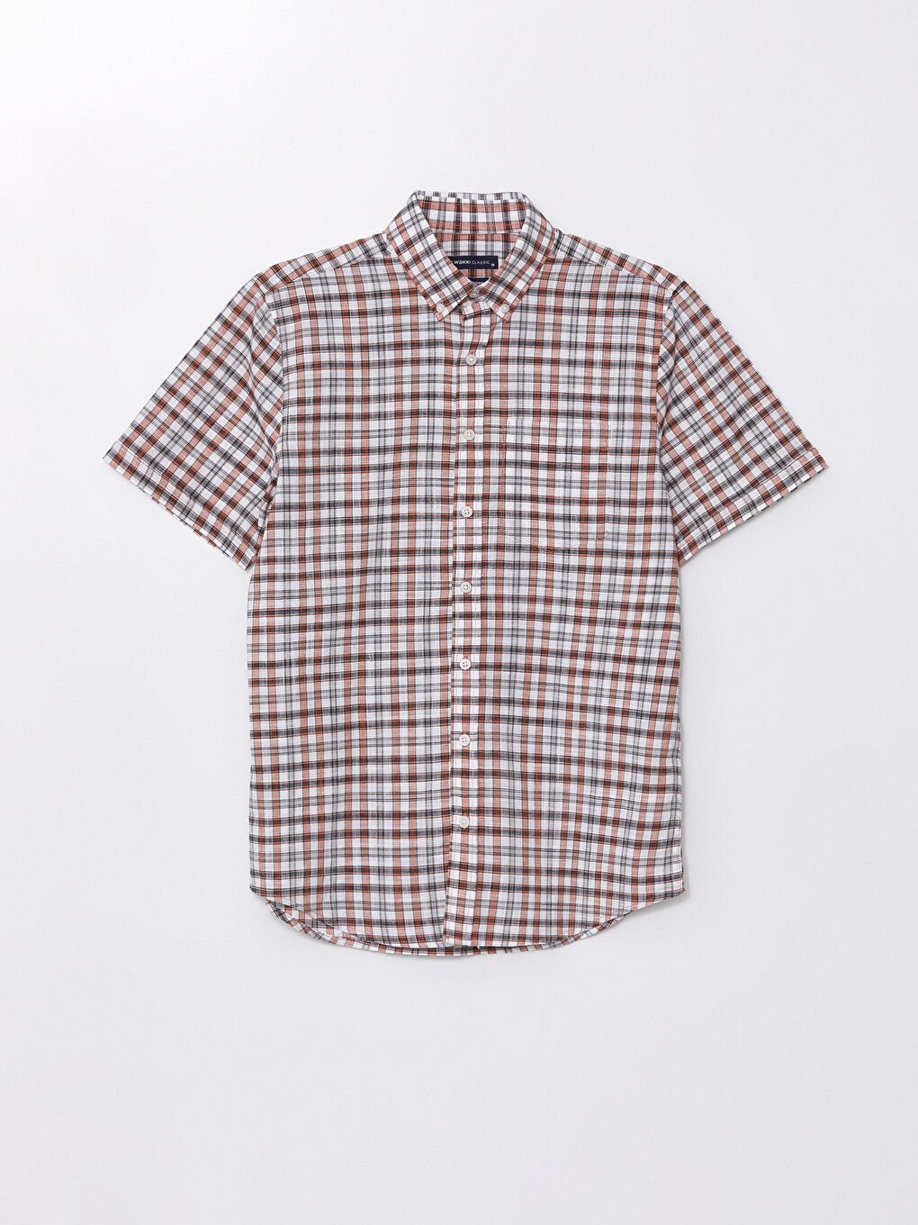 ерлерге арналған торлы поплин қысқа жең стандартты пішім жейде-4