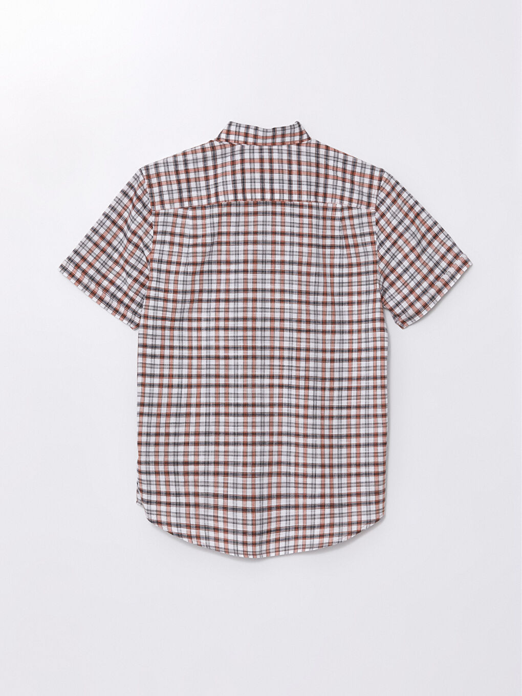 ерлерге арналған торлы поплин қысқа жең стандартты пішім жейде-5