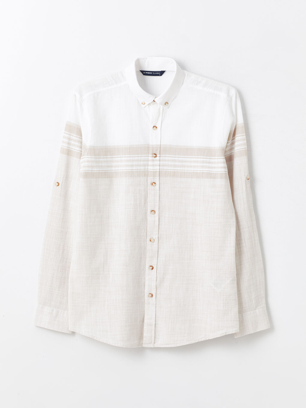 Regular Fit Long Sleeve Striped Poplin Men's Shirt -S4AF07Z8-LE8
