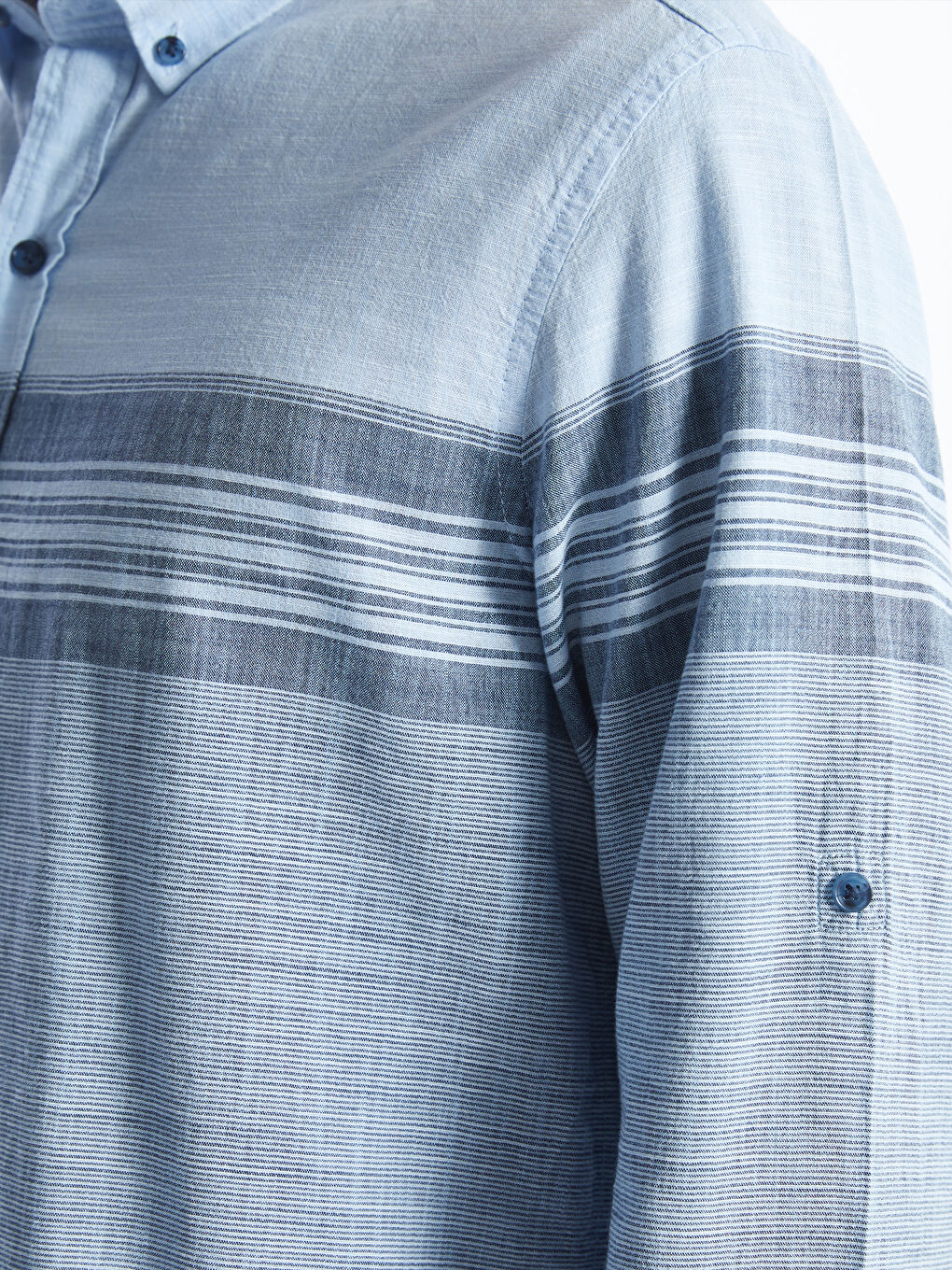 Regular Fit Long Sleeve Striped Poplin Men's Shirt -S4AF07Z8-LEN