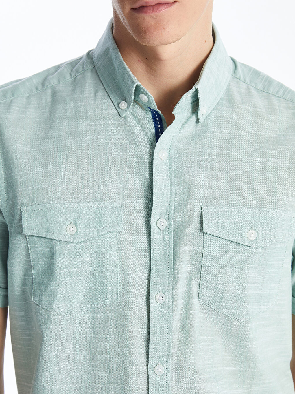 Slim Fit Short Sleeve Poplin Men's Shirt -S4AF08Z8-TYK