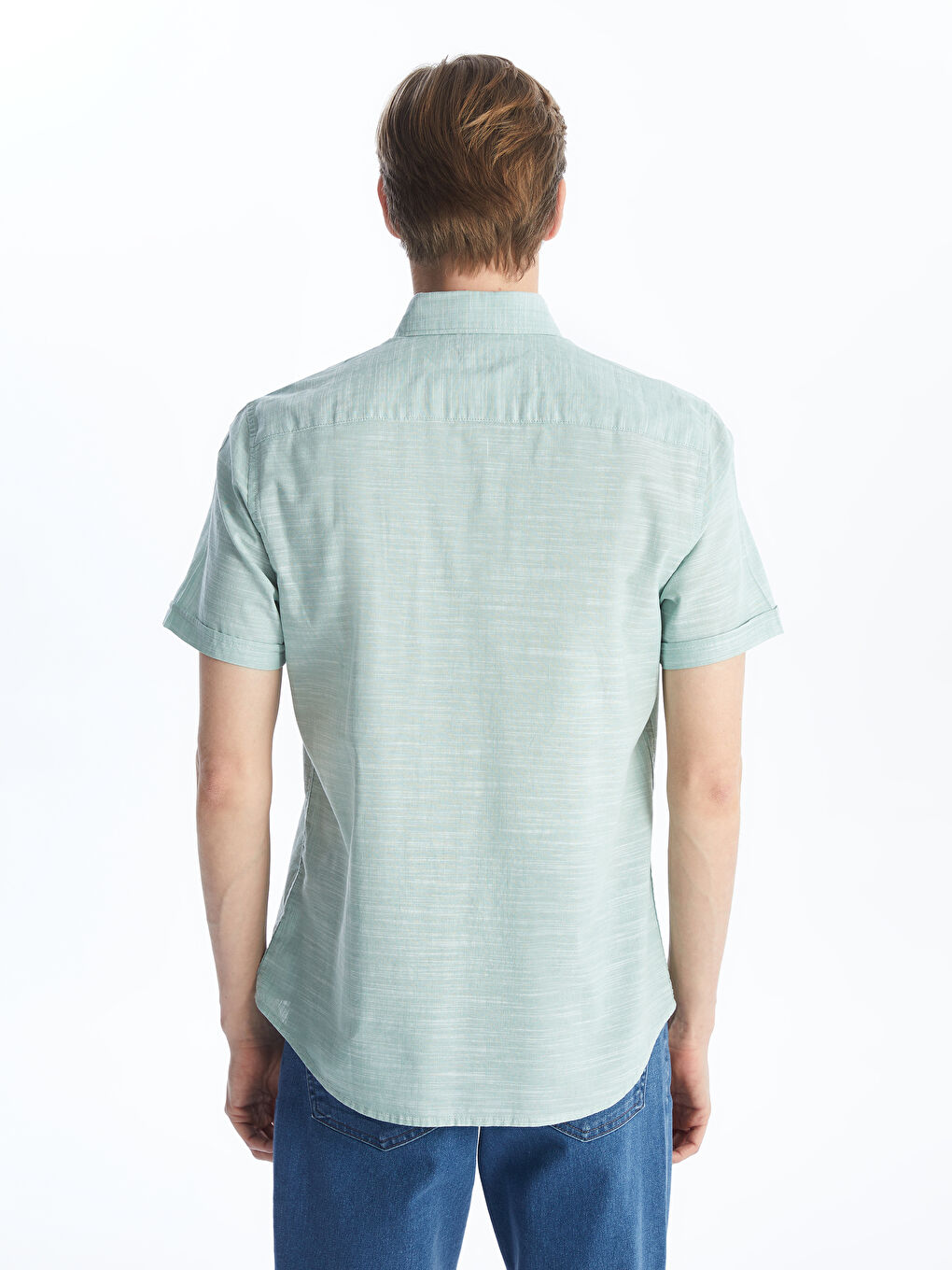 Slim Fit Short Sleeve Poplin Men's Shirt -S4AF08Z8-TYK