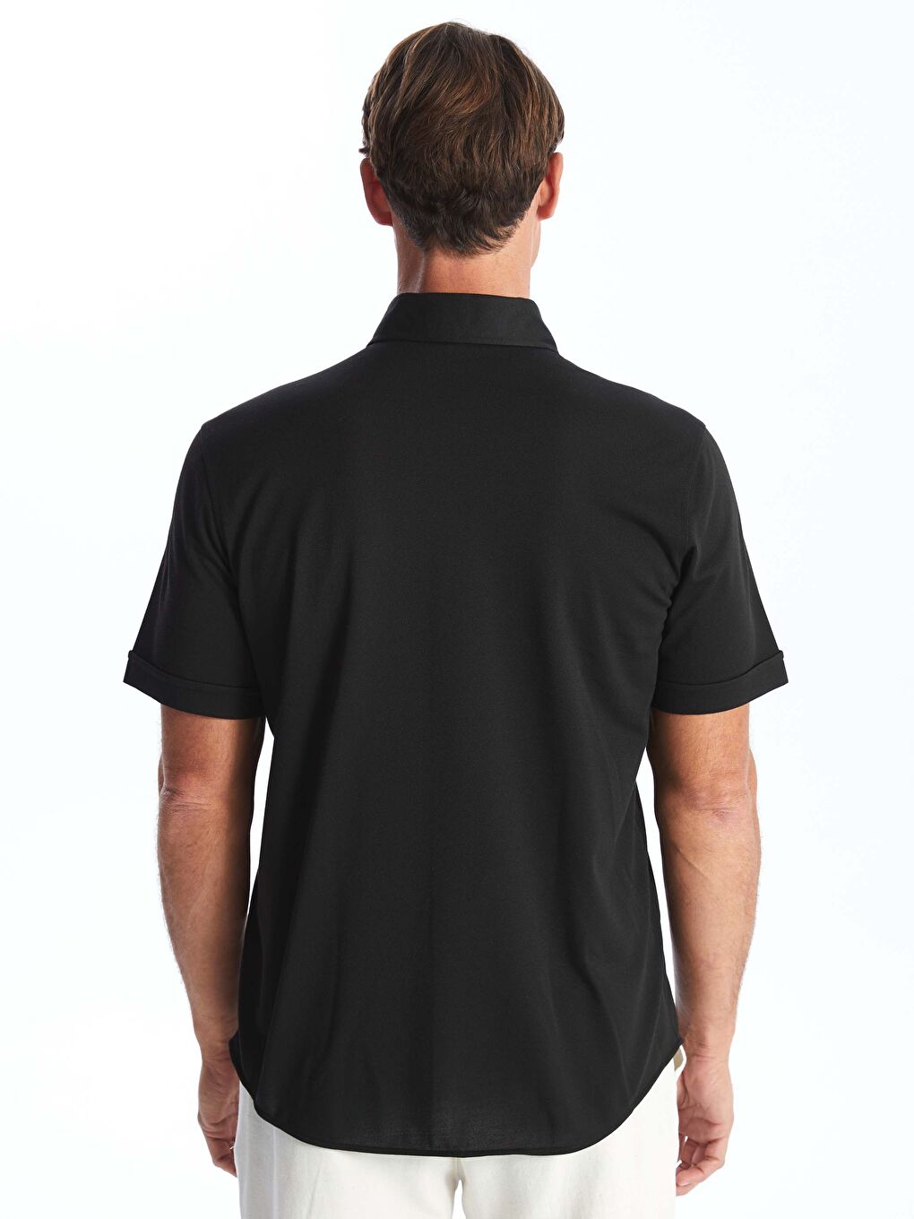 Siyah Regular Fit Kısa Kollu Erkek Gömlek-4