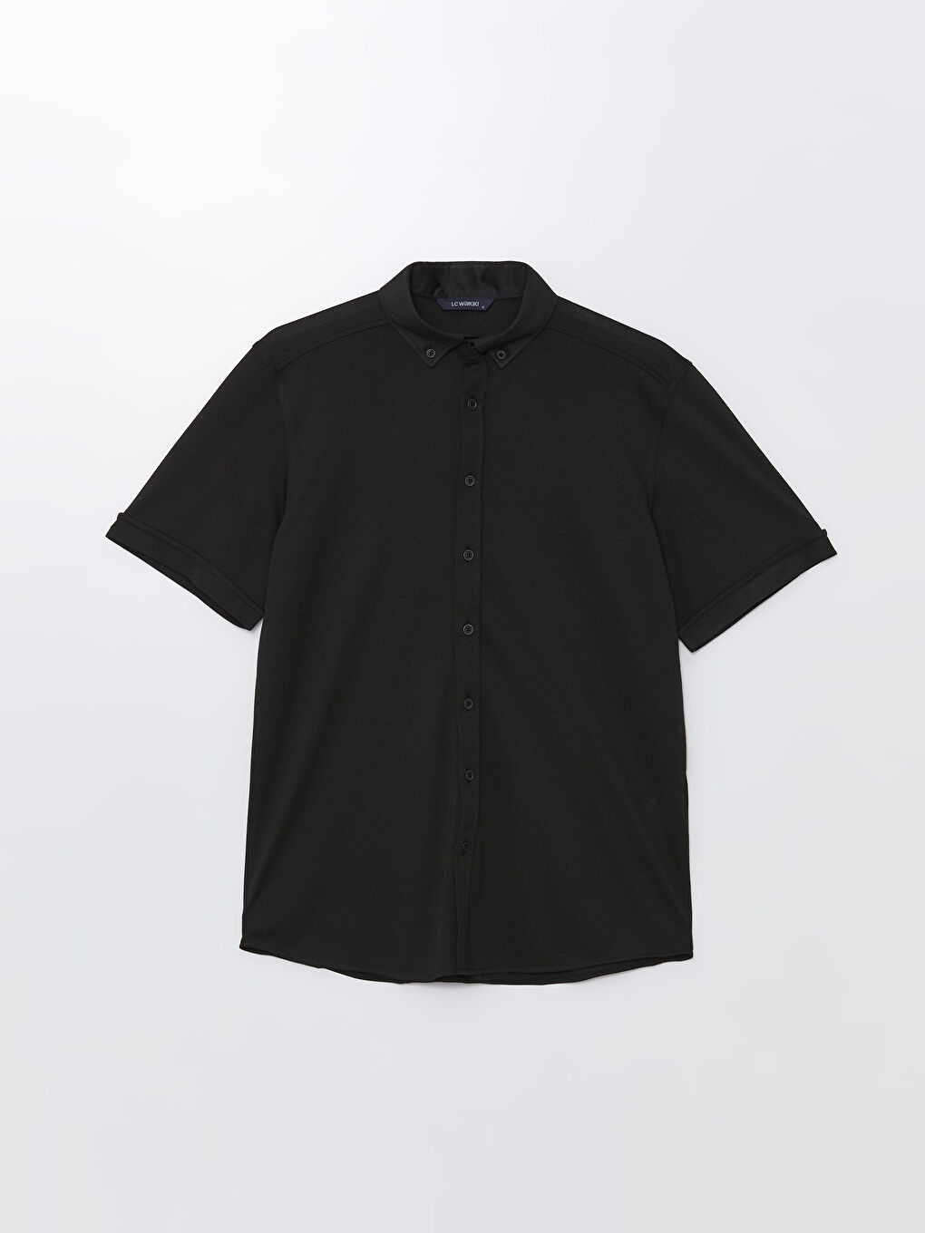 Siyah Regular Fit Kısa Kollu Erkek Gömlek-5