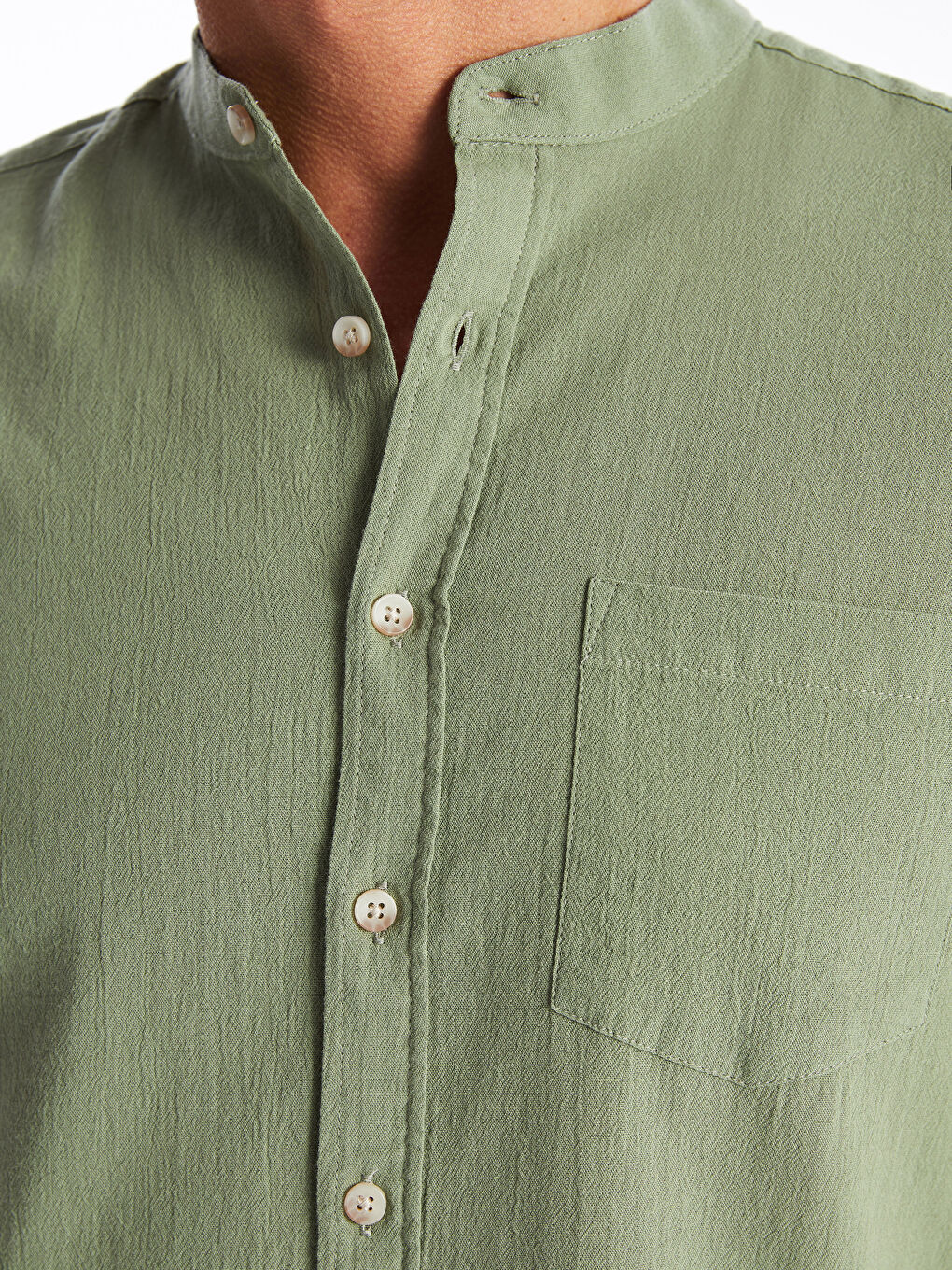 Yeşil Regular Fit Kısa Kollu Armürlü Erkek Gömlek-3