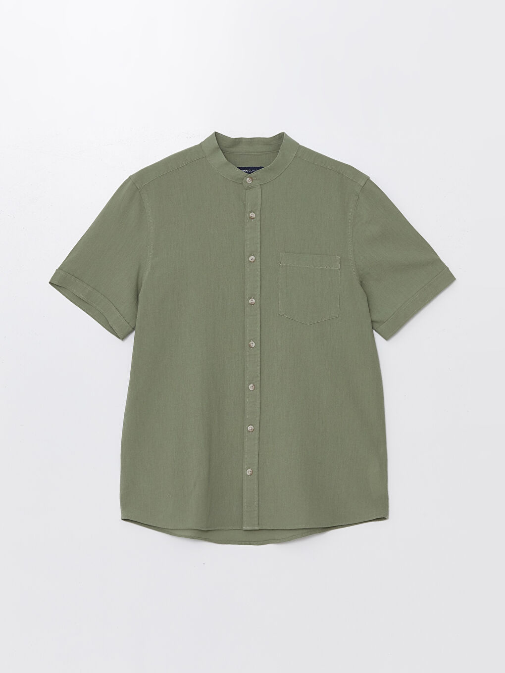 Yeşil Regular Fit Kısa Kollu Armürlü Erkek Gömlek-5