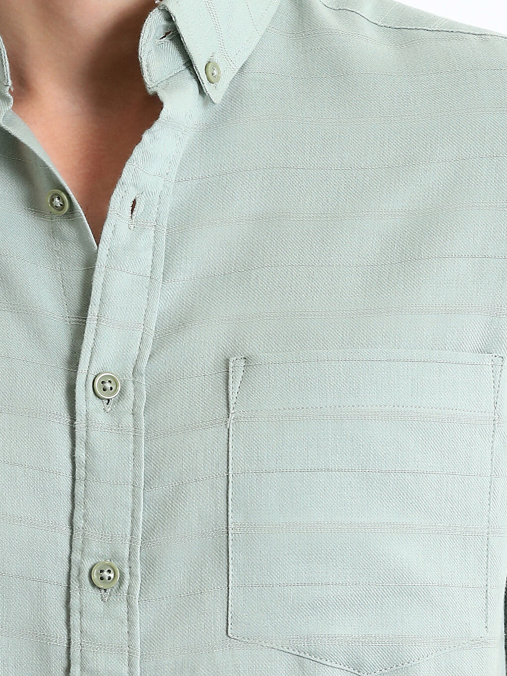 Yeşil Regular Fit Kısa Kollu Poplin Erkek Gömlek-2