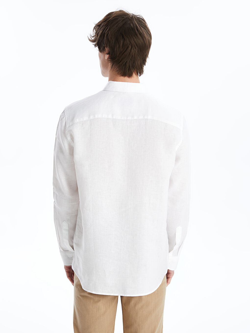 Slim Fit Long Sleeve Linen Men's Textured Shirt -S4AF15Z8-KE8