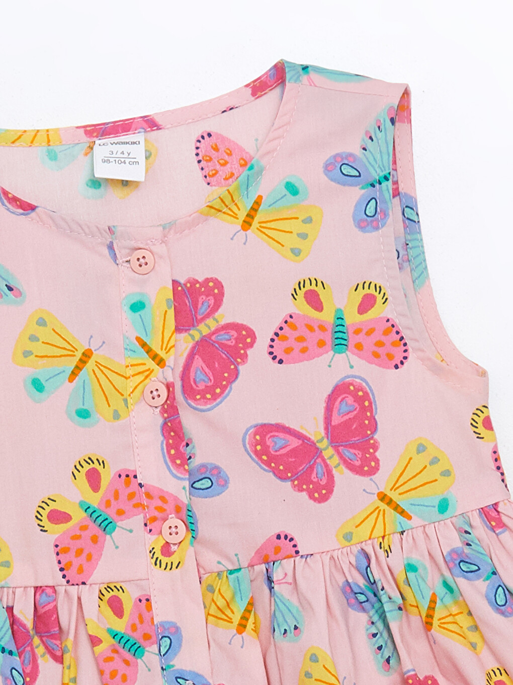Rochie Pentru Fete Bebeluși Poplin Florală Cu Guler Rotund-1