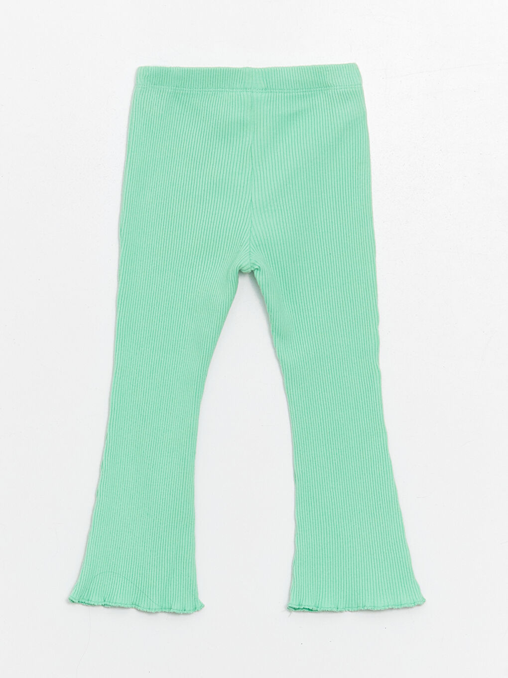 Yeşil Beli Lastikli Basic Kız Çocuk İspanyol Paça  Tayt-1