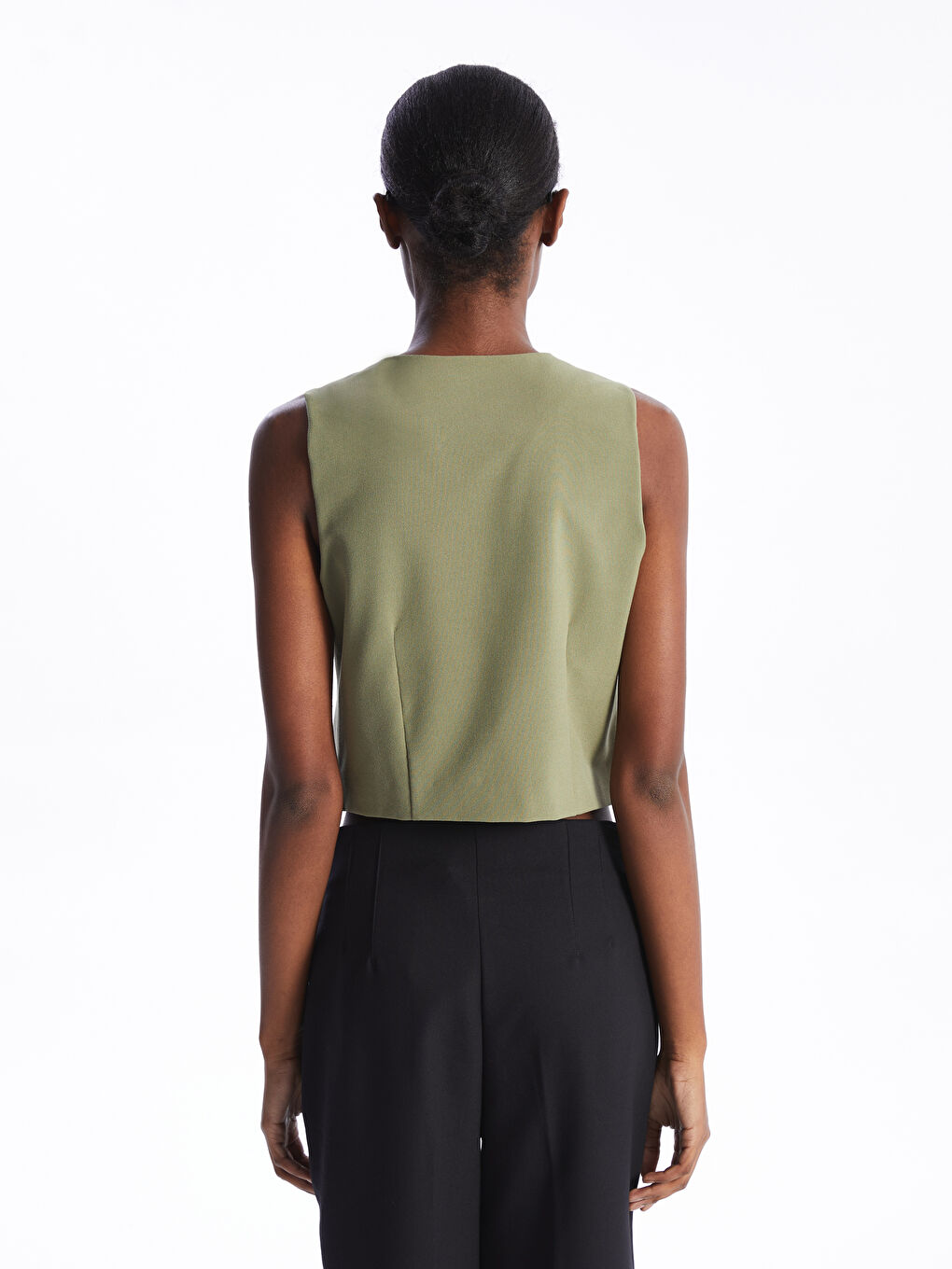 Women's V Neck Plain Classic Waistcoat -S4AF46Z8-GYA