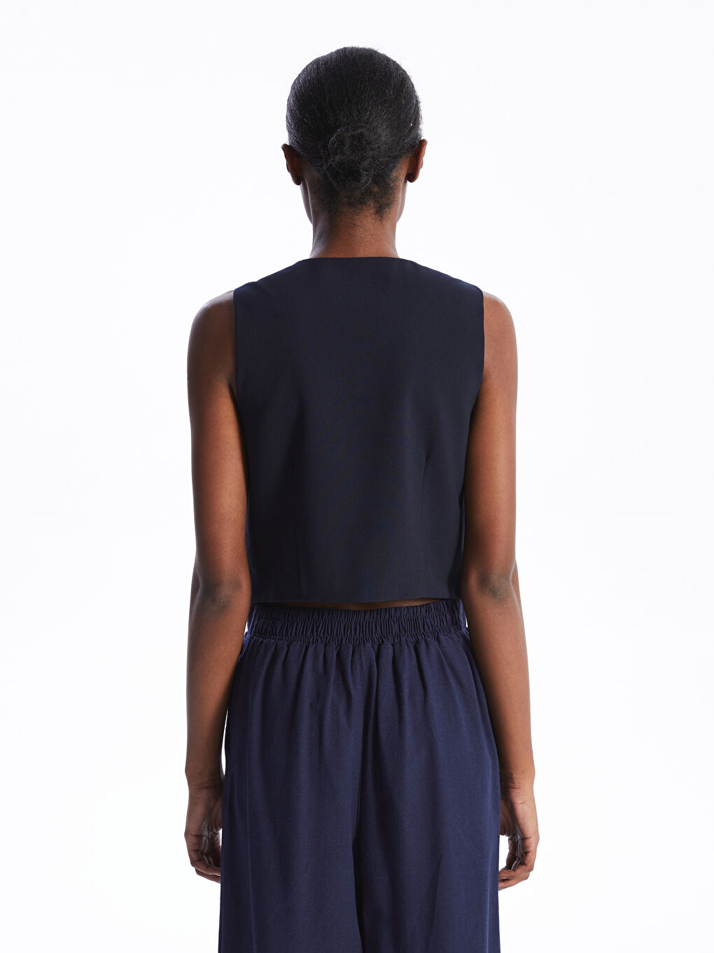 Women's V Neck Plain Classic Waistcoat -S4AF46Z8-HMQ