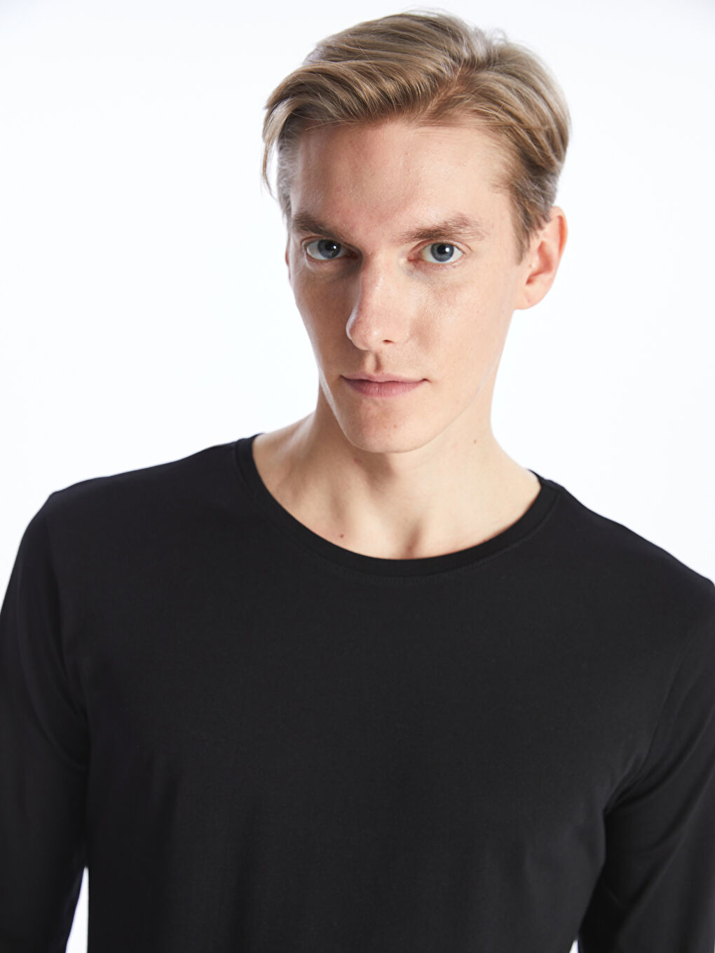 მრგვალი საყელო გრძელმკლავიანი მამაკაცის ჟილეტი-2