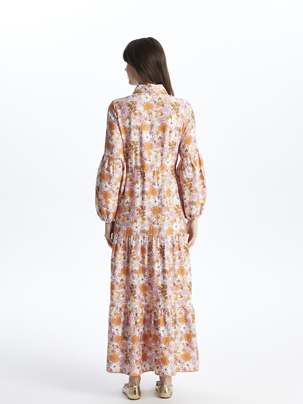 Floral Long Sleeve Women's Shirt Dress-4