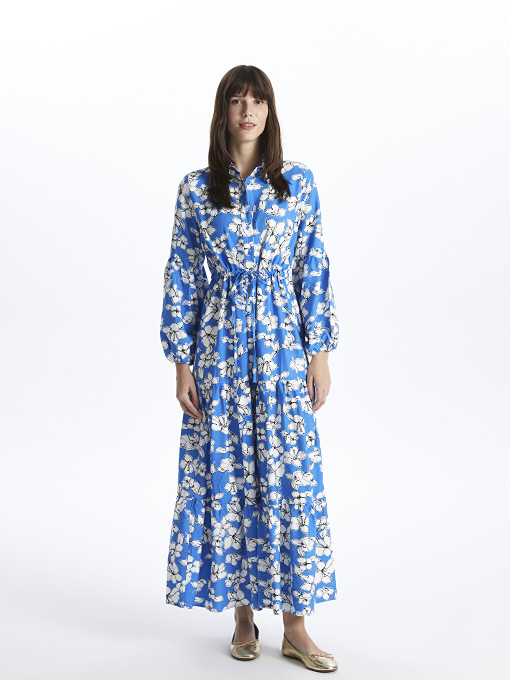 Floral Long Sleeve Women's Shirt Dress -S4AF87Z8-LQQ