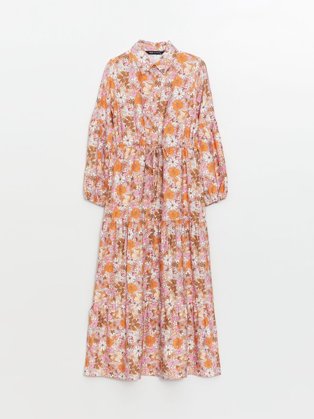 Floral Long Sleeve Women's Shirt Dress-5