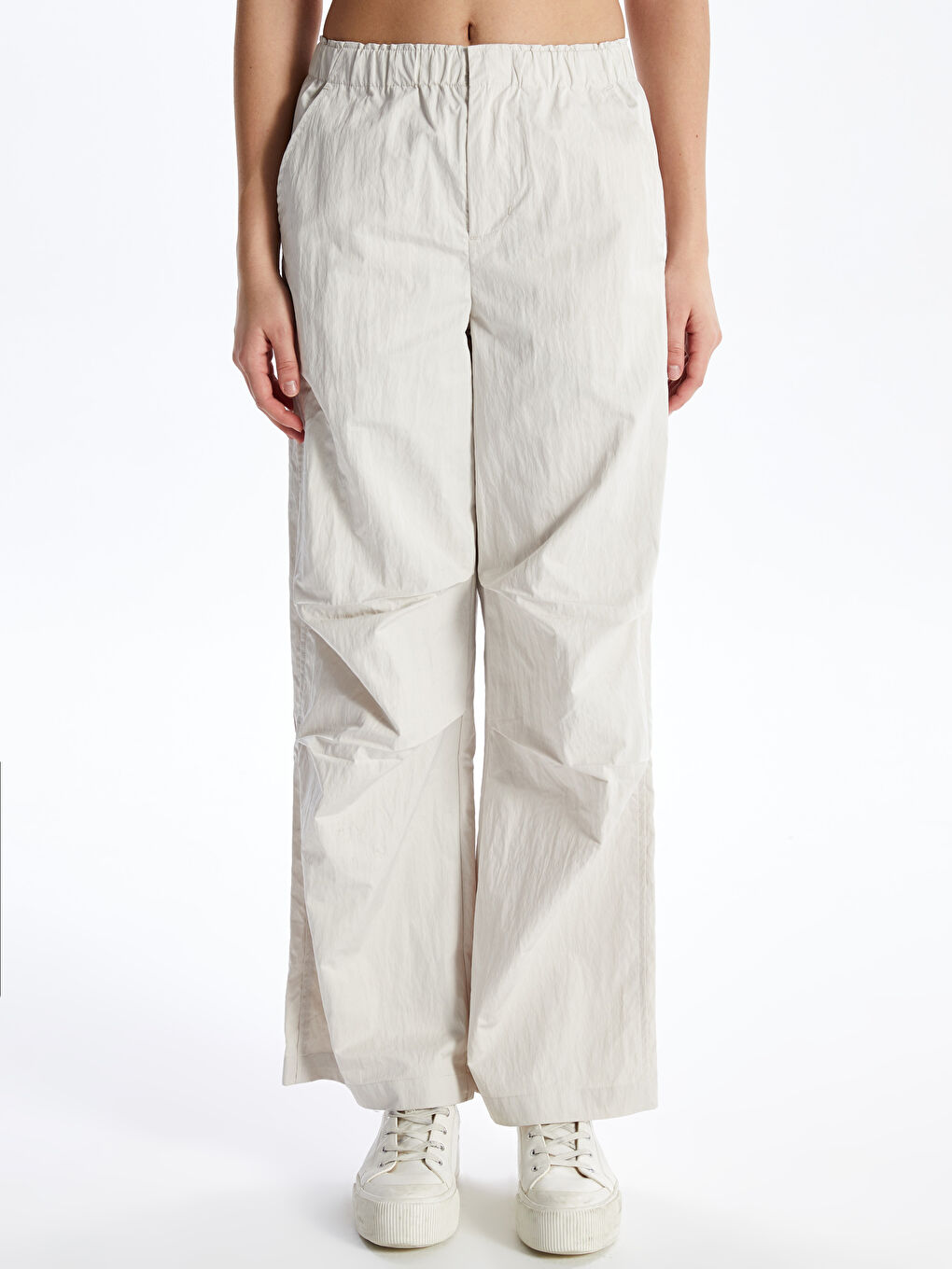 Women's Elasticated Waist Plain Parachute Trousers -S4AF88Z8-VKK