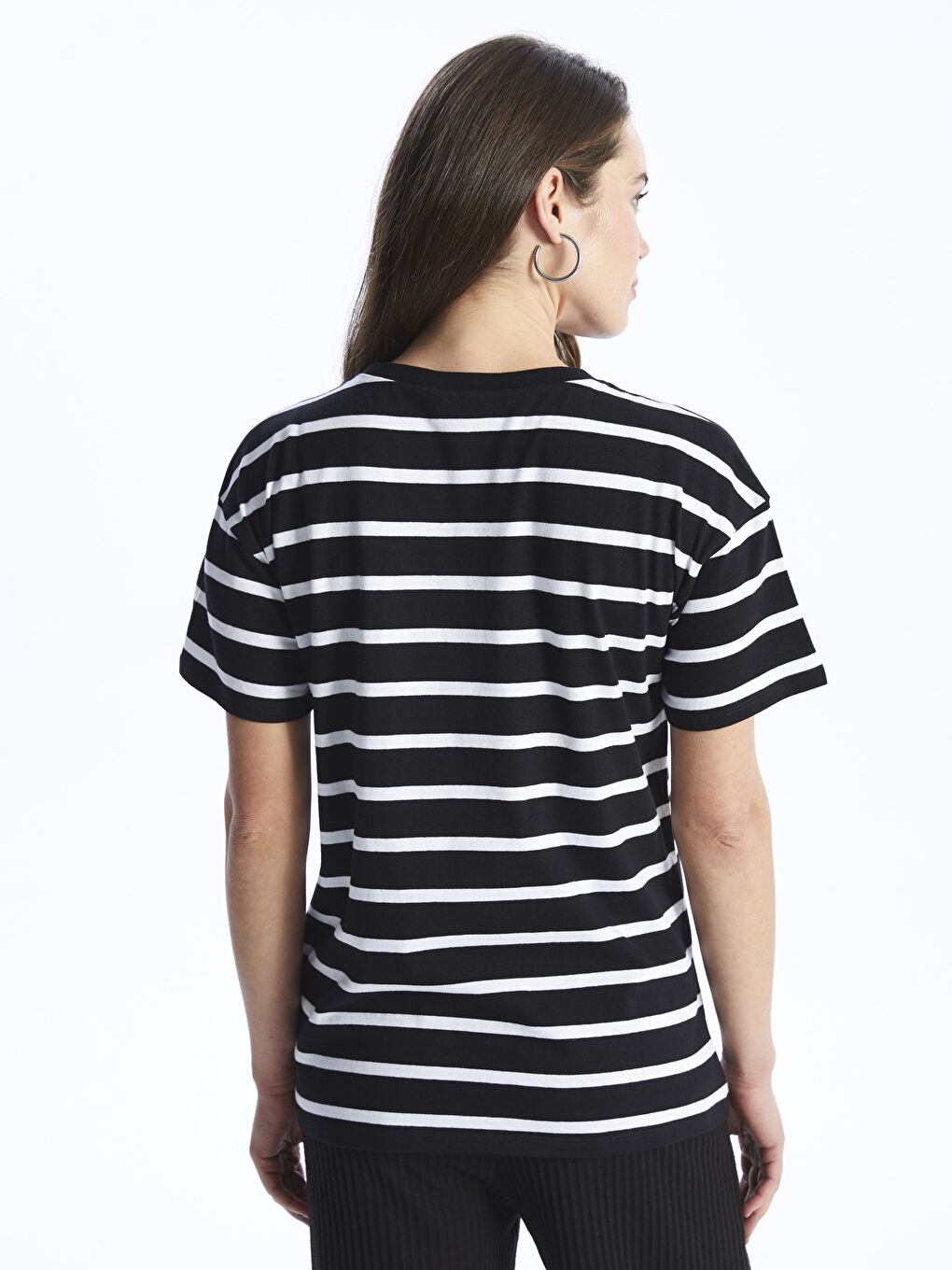 LCW Crew Neck Striped Short Sleeve Maternity T-Shirt -S4AF89Z8-LJX