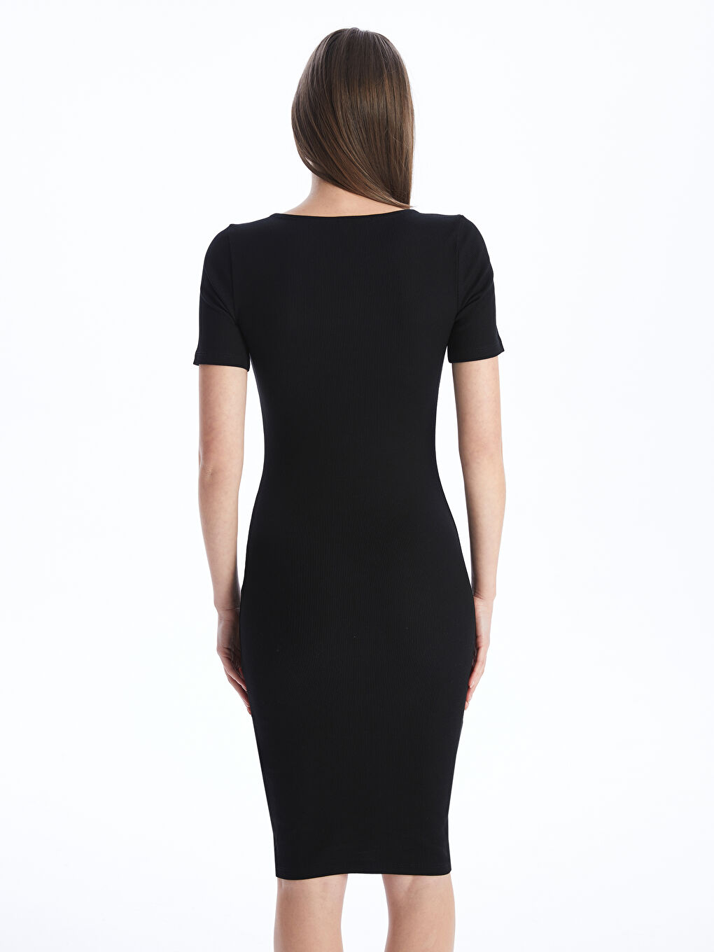 XSIDE U Neck Plain Short Sleeve Women's Bodycon Dress -S4AG33Z8-CVL