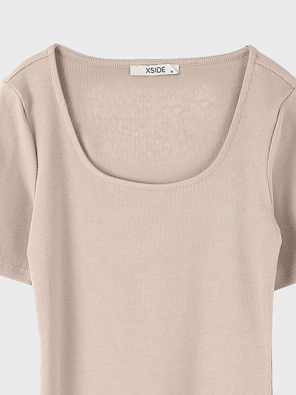 فستان ضيّق على الجسم بياقة على شكل حرف U سادة بأكمام قصيرة للسيدات-2