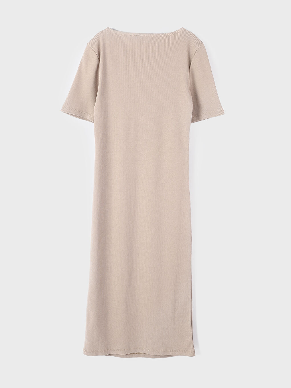 فستان ضيّق على الجسم بياقة على شكل حرف U سادة بأكمام قصيرة للسيدات-1