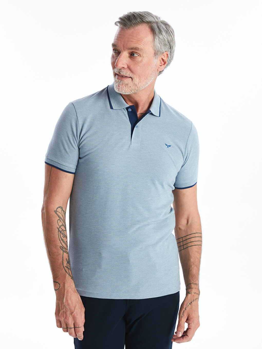 Polo Neck Short Sleeve Embroidered Men's T-Shirt -S4AG38Z8-MHY