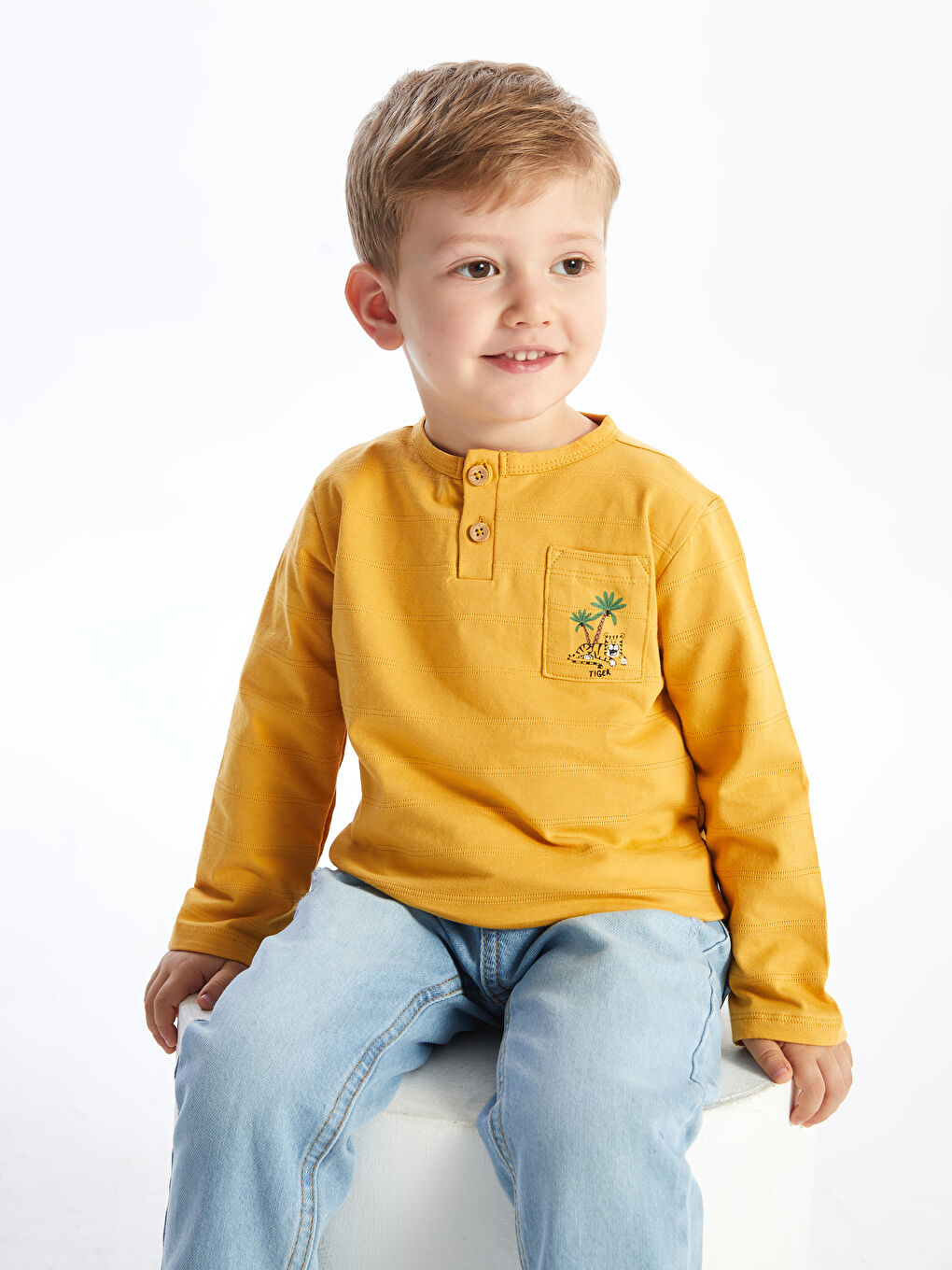 Crew Neck Long Sleeve Baby Boy T-shirt -S4AG65Z1-GBW