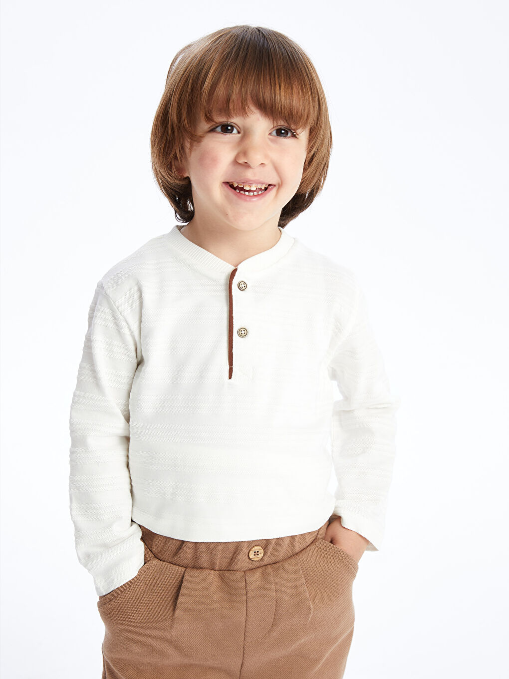 تيشيرت أولاد بيبي كم طويل بتفاصيل أزرار-1