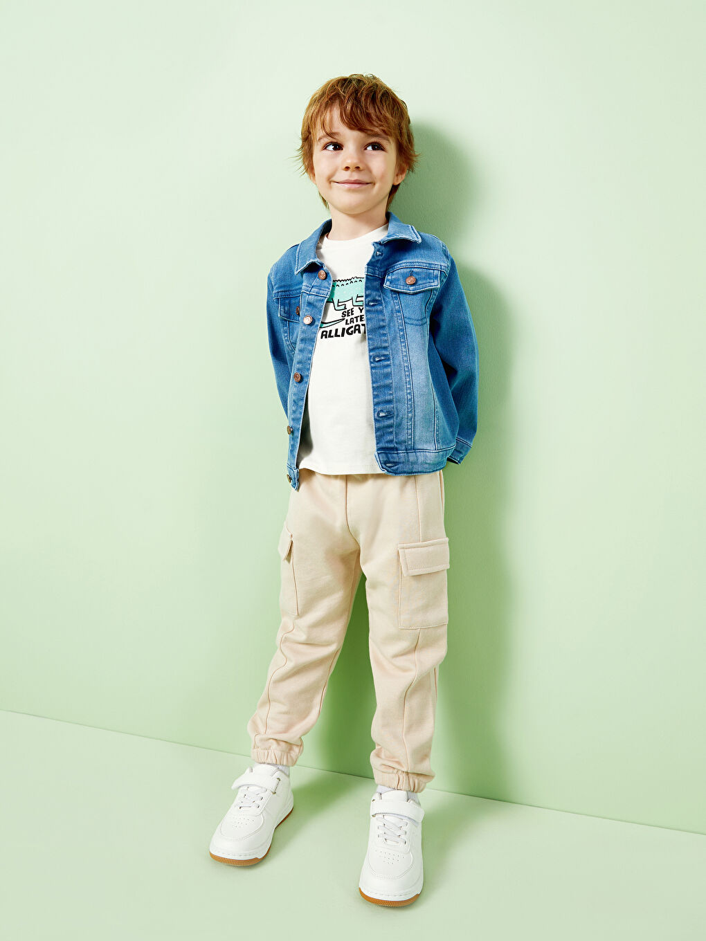 LCW Kids Bej Beli Lastikli Basic Erkek Bebek Jogger Eşofman Alt