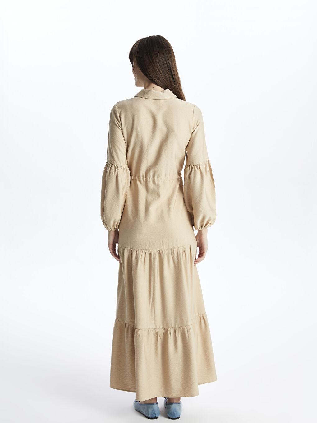 Plain Long Sleeve Women's Shirt Dress -S4AG87Z8-VVB