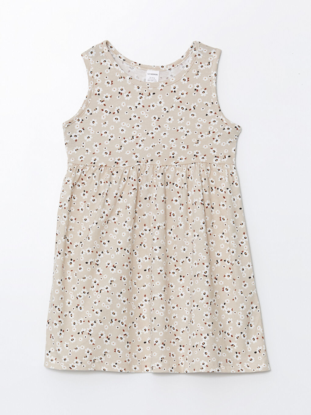 Kahverengi Çiçekli Penye Kız Bebek Elbise