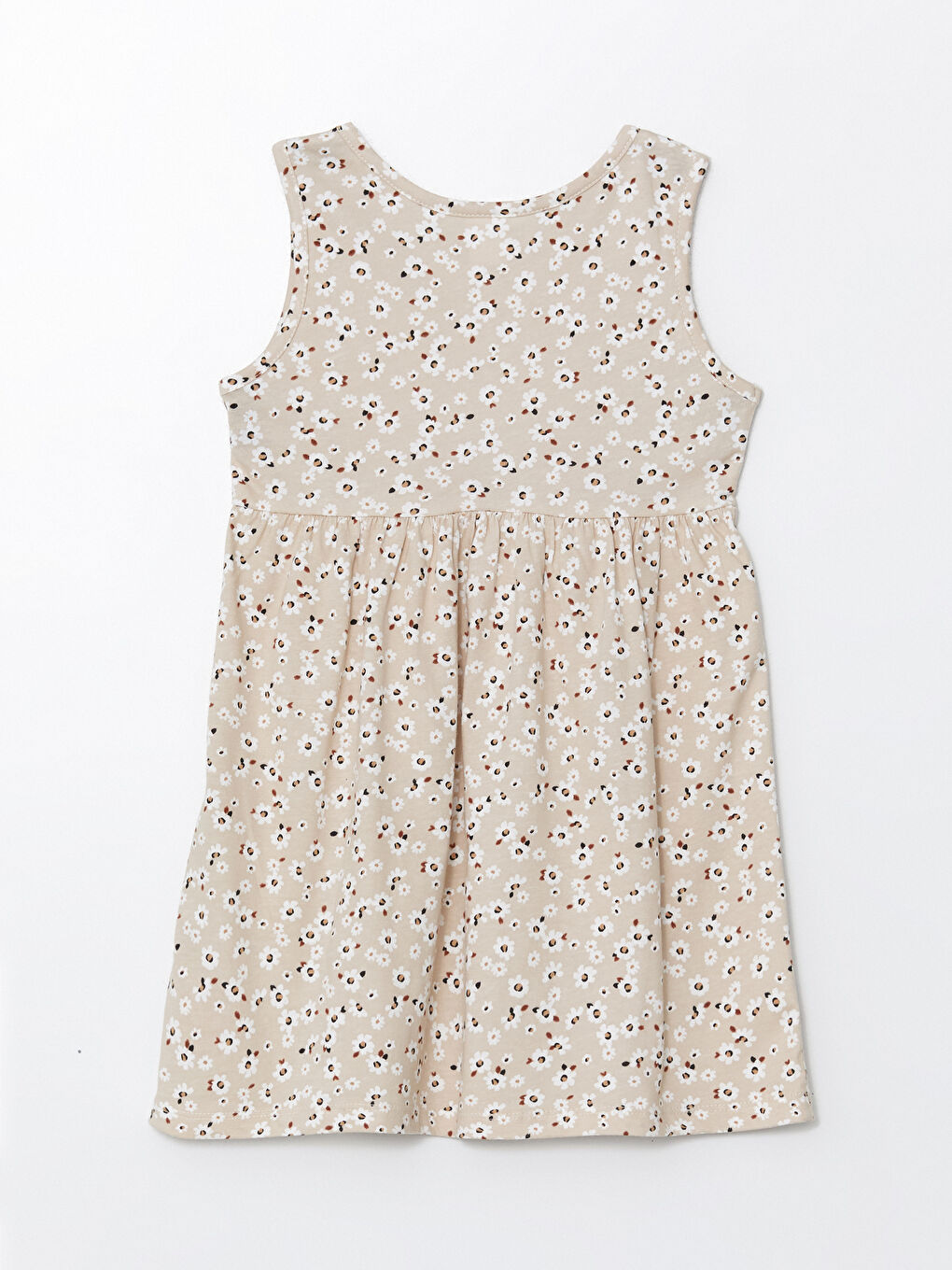 Kahverengi Çiçekli Penye Kız Bebek Elbise-2