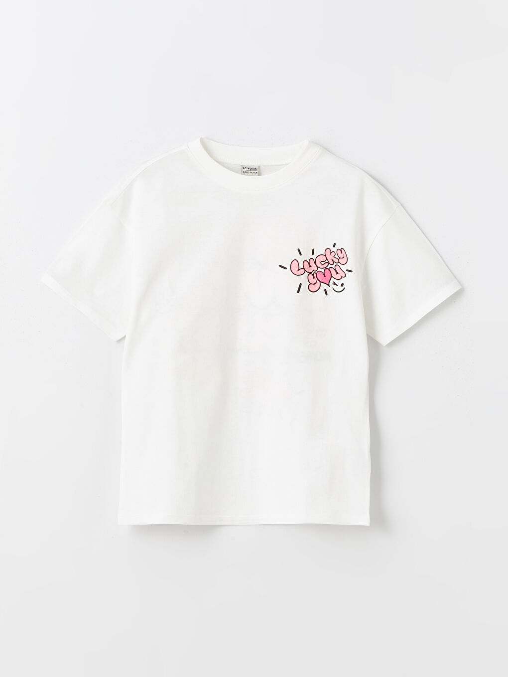 Crew Neck Printed Short Sleeve Girls' T-Shirt