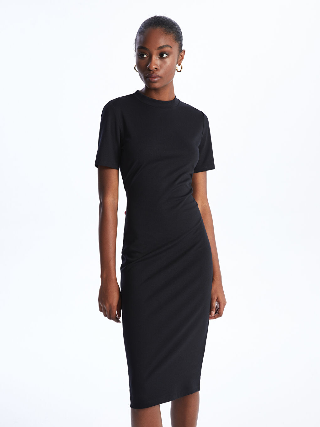 Crew Neck Plain Short Sleeve Women's Bodycon Dress -S4AH22Z8-CVL