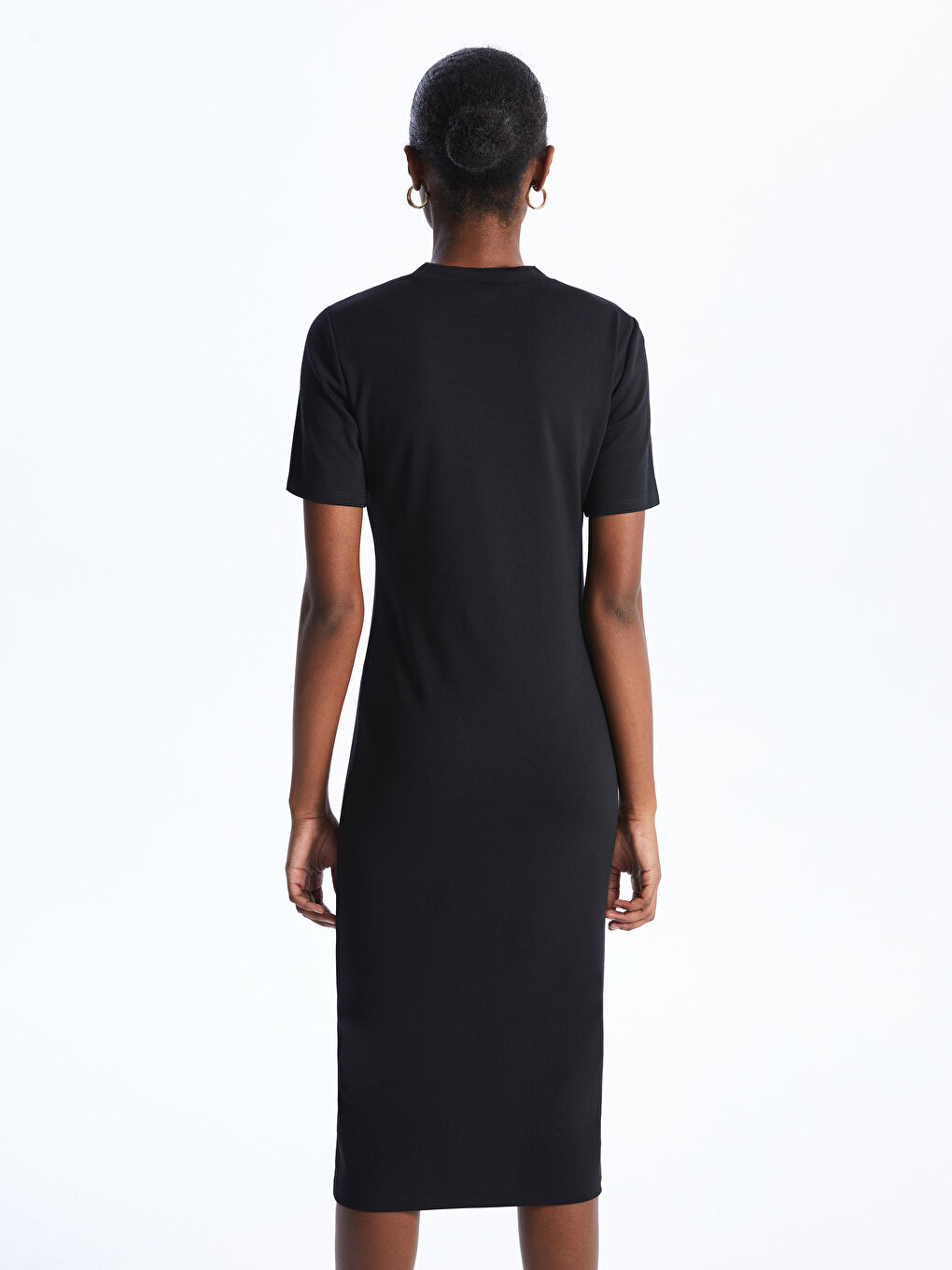 Crew Neck Plain Short Sleeve Women's Bodycon Dress -S4AH22Z8-CVL
