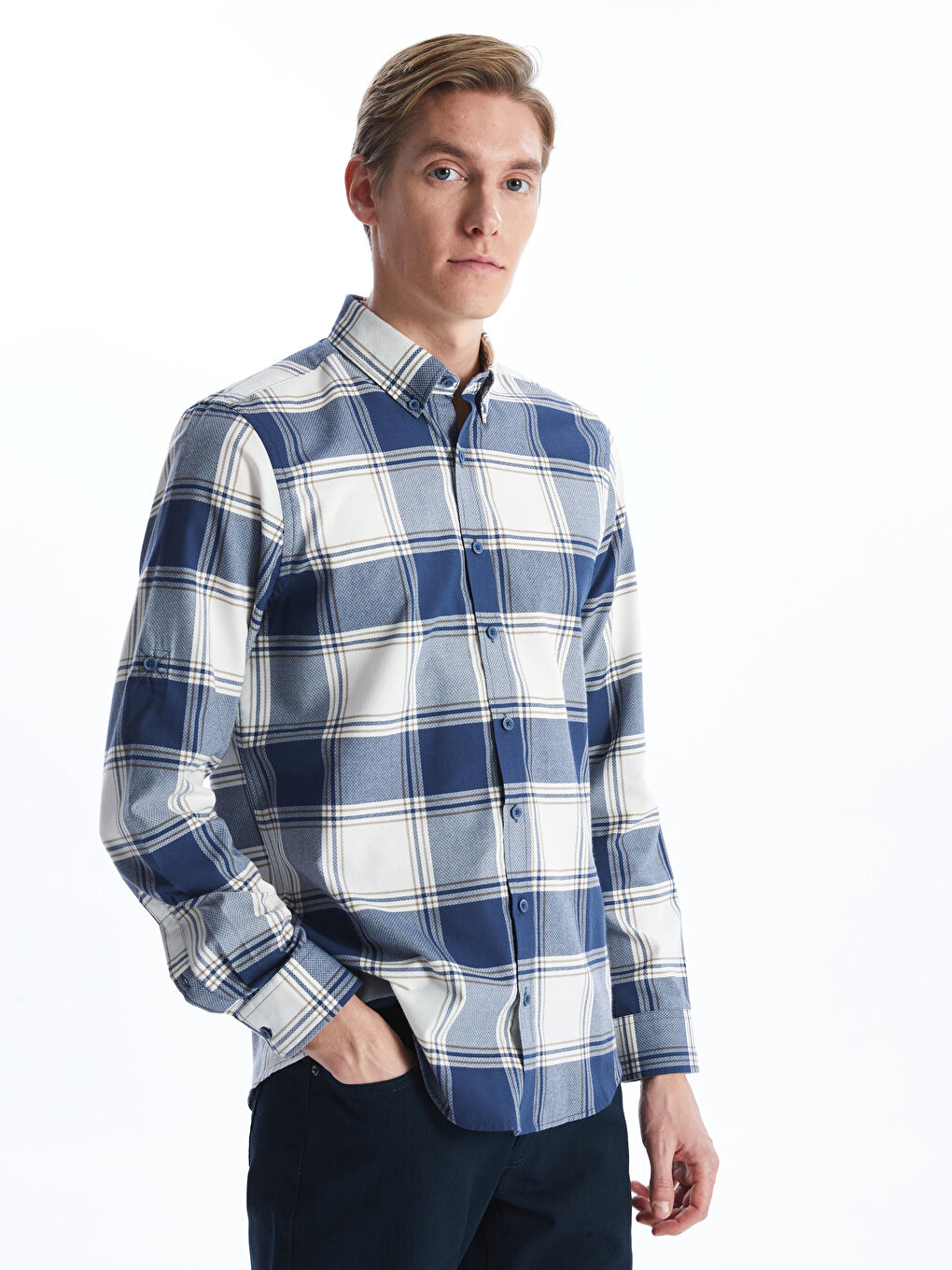 Ерлерге арналған ұзын жеңді торлы стандартты пішімді жейде