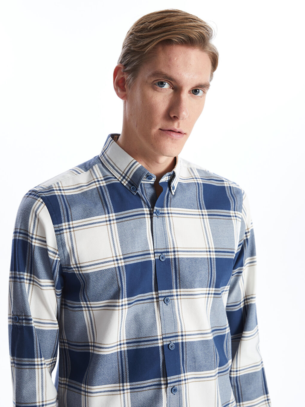 Ерлерге арналған ұзын жеңді торлы стандартты пішімді жейде-1