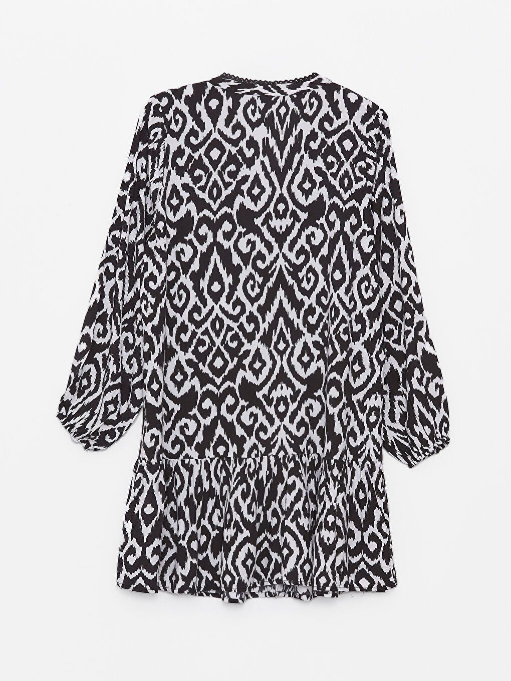 Notch Neck Patterned Long Sleeve Women's Shirt Dress -S4AH61Z8-LQJ