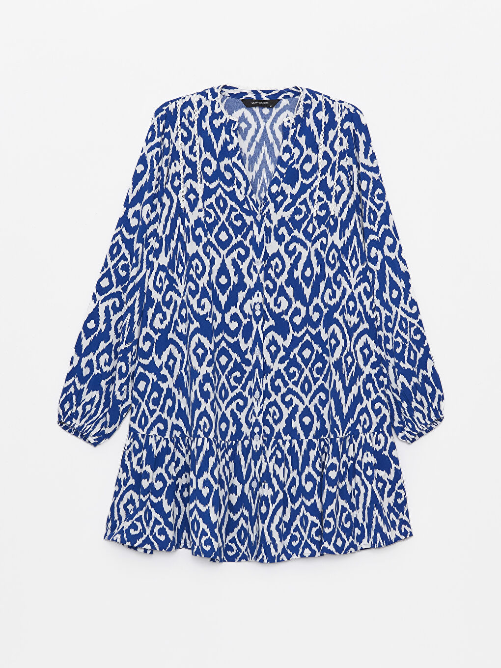 Notch Neck Patterned Long Sleeve Women's Shirt Dress -S4AH61Z8-LQQ
